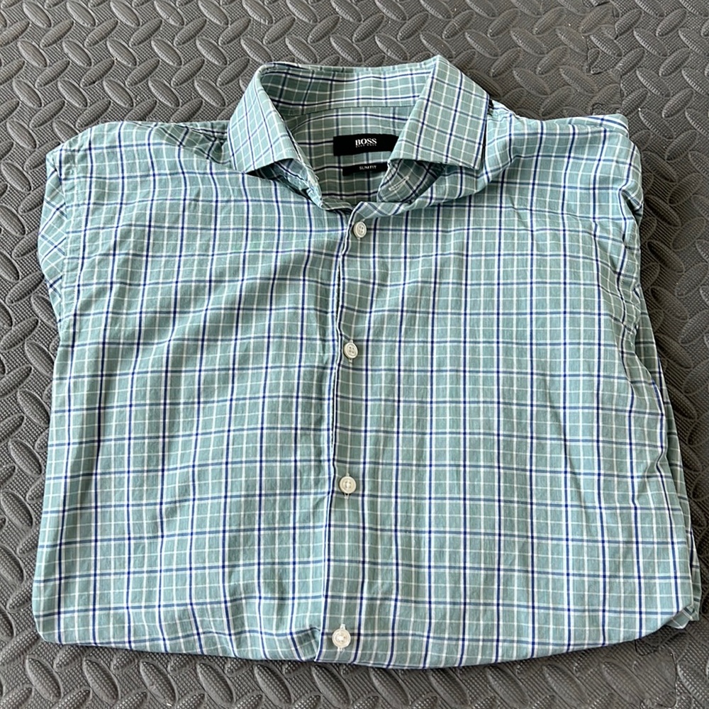 Hugo Boss Checkered Mens Dress Shirt Slim Fit